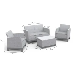 Set Salotto da Esterno Grigio Chiaro 4 Posti un Tavolino, Resistenti ai Raggi uv - Grafton
