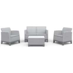 Set Salotto da Esterno Grigio Chiaro 4 Posti un Tavolino, Resistenti ai Raggi uv - Grafton