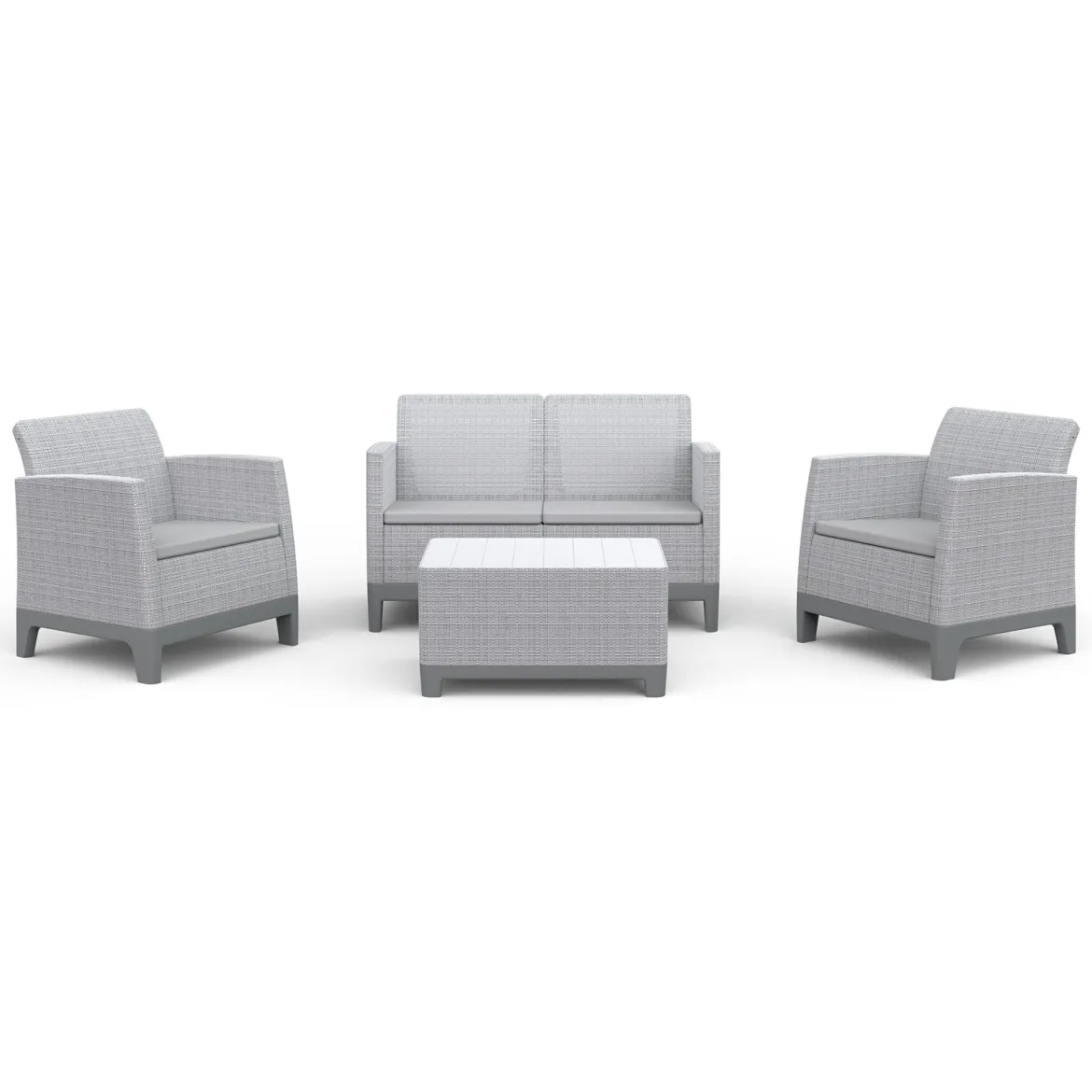 Set Salotto da Esterno Grigio Chiaro 4 Posti un Tavolino, Resistenti ai Raggi uv - Grafton