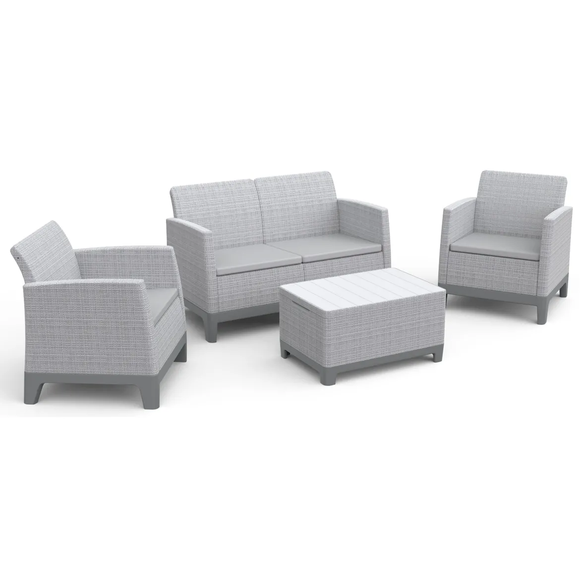 Set Salotto da Esterno Grigio Chiaro 4 Posti un Tavolino, Resistenti ai Raggi uv - Grafton