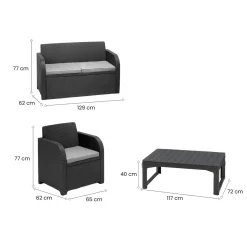 Set salotto da esterno Joliette, 129x62 h77 cm, Antracite