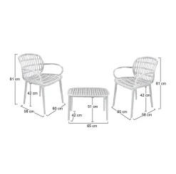 Set salotto da esterno Kupang, Bianco
