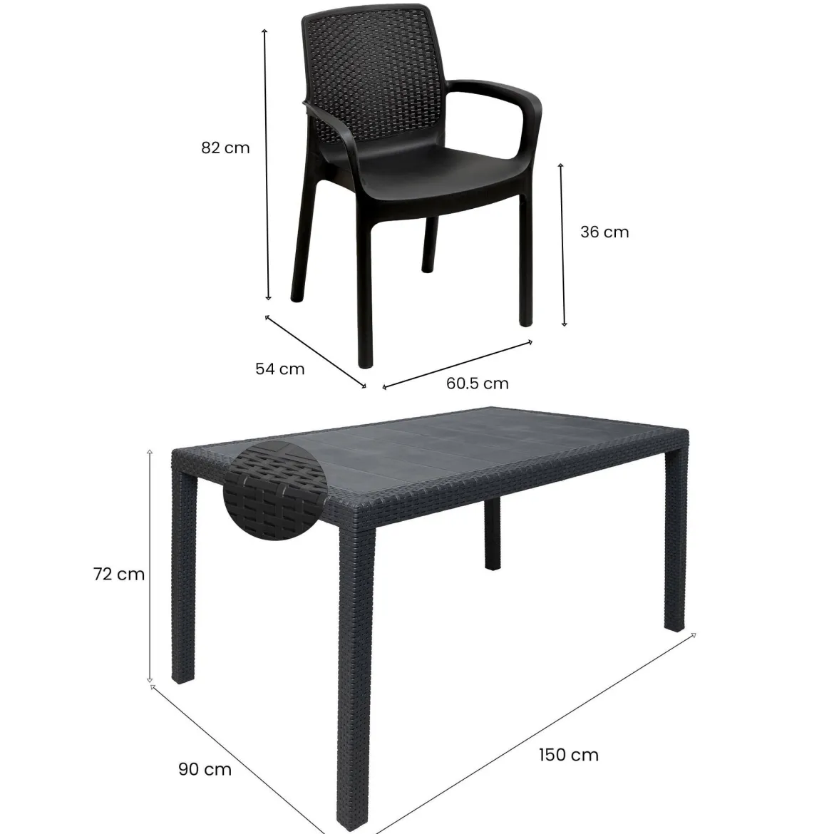 Set salotto da esterno Lograto, Made in Italy, Antracite