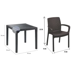 Set Salotto da Esterno Nero Antracite 2 Posti un Tavolino, Impermeabile Idrorepellente Made in Italy - Matali