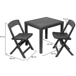 Set Salotto da Esterno Nero Antracite 2 Posti un Tavolino, Made in Italy - Floritan