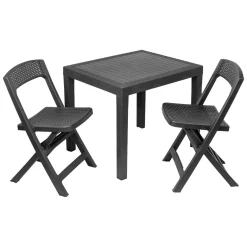 Set Salotto da Esterno Nero Antracite 2 Posti un Tavolino, Made in Italy - Floritan