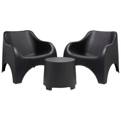 Set Salotto da Esterno Nero Antracite 2 Posti un Tavolino, Tavolo Tavolino Contenitore Made in Italy - Ranica