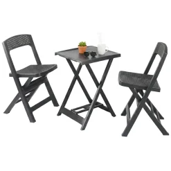 Set Salotto da Esterno Nero Antracite 2 Posti un Tavolino, set Pieghevole Made in Italy - Cassville