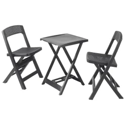Set Salotto da Esterno Nero Antracite 2 Posti un Tavolino, set Pieghevole Made in Italy - Cassville