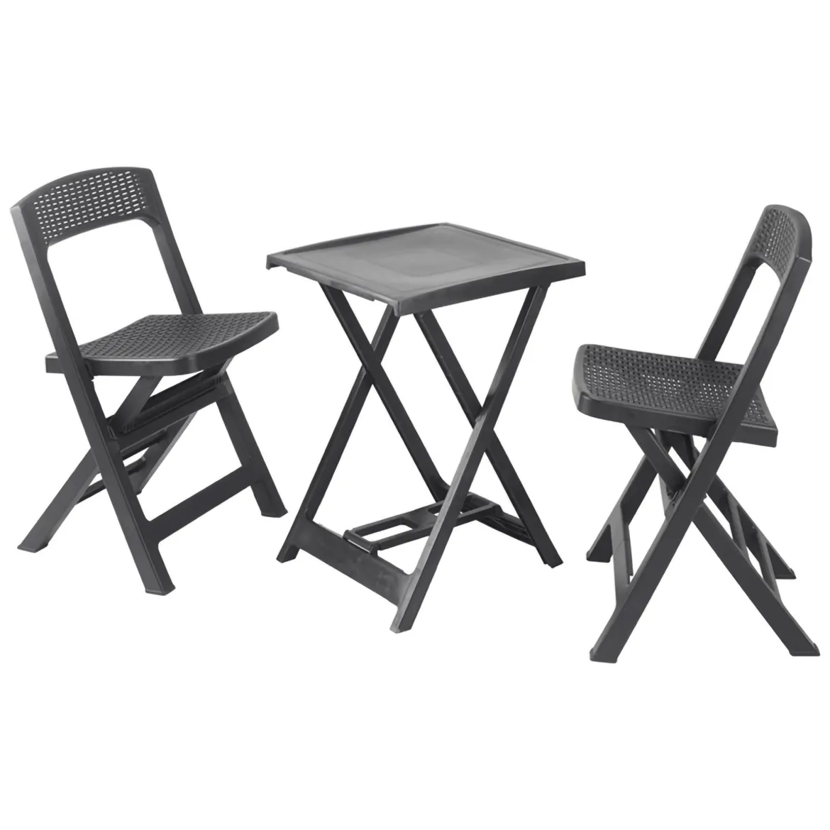 Set Salotto da Esterno Nero Antracite 2 Posti un Tavolino, set Pieghevole Made in Italy - Cassville