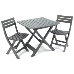 Set Salotto da Esterno Nero Antracite 2 Posti un Tavolino, set Pieghevole Made in Italy - Viticuso