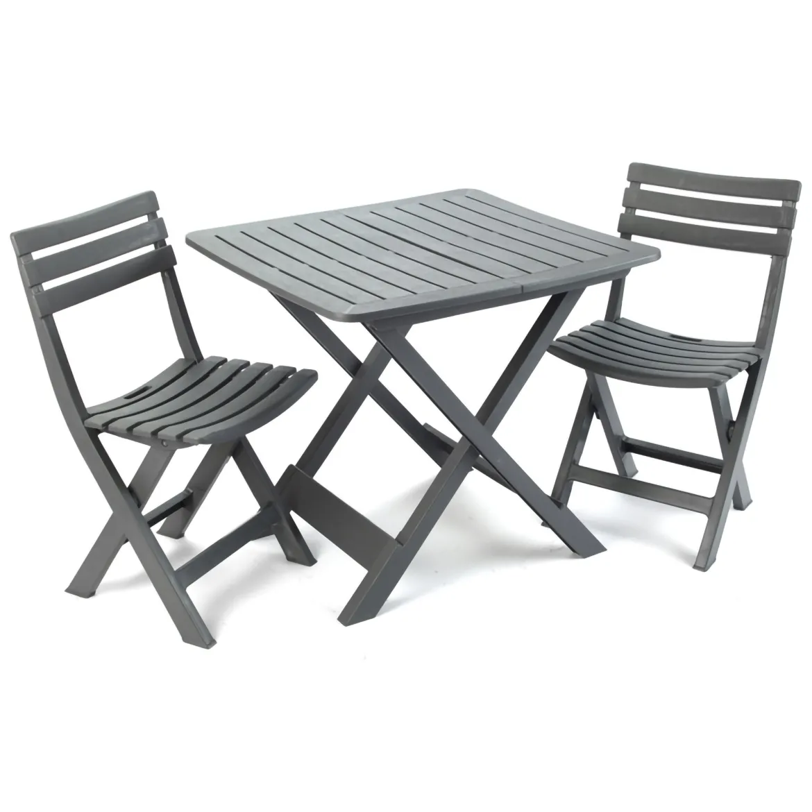 Set Salotto da Esterno Nero Antracite 2 Posti un Tavolino, set Pieghevole Made in Italy - Viticuso