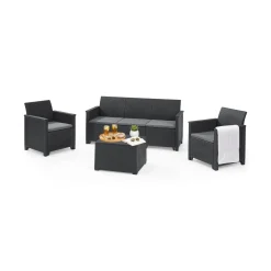 Set salotto da esterno Orillia, Antracite, Sofà 3 posti