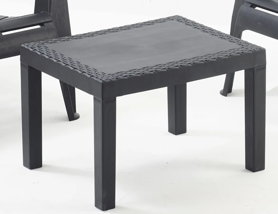 Set salotto da esterno Sassari, Set da giardino con cuscini composto da 2 poltrone, 1 divano a due posti e 1 tavolino, Salottino indoor, 100% Made in Italy, Antracite, con 8 cuscini