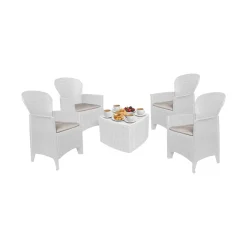 Set salotto da esterno Sulzano, Made in Italy, Bianco
