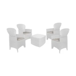 Set salotto da esterno Sulzano, Made in Italy, Bianco
