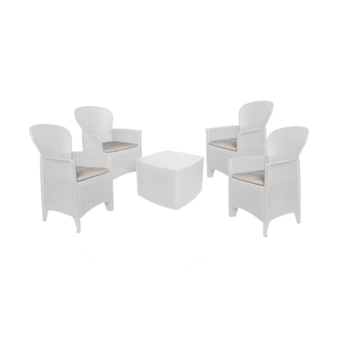 Set salotto da esterno Sulzano, Made in Italy, Bianco