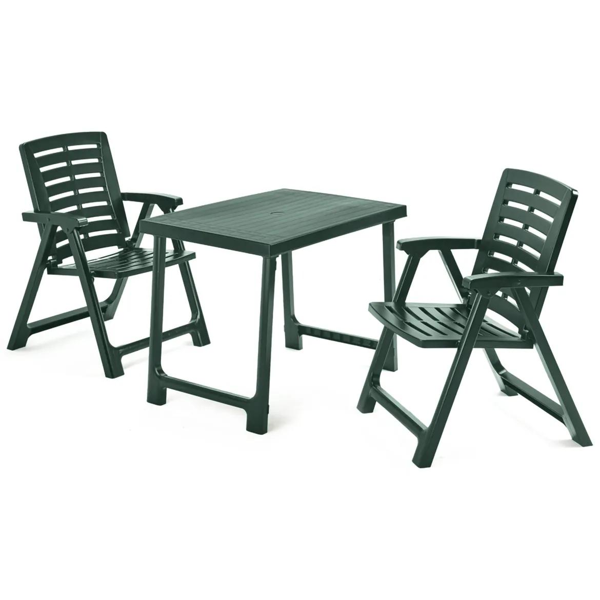 Set Salotto da Esterno Verde Antracite 2 Posti un Tavolino, set da Campeggio Bistrot Made in Italy - Lithia
