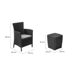 Set salotto da esterno Viking, 62x60 h89 cm, Antracite