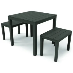 Set salotto esterno 2 panchette e 1 tavolo antracite - Alambico