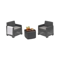 Set salotto esterno 2 poltroncine e 1 tavolino contenitore antracite - Ari