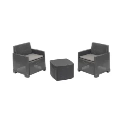 Set salotto esterno 2 poltroncine e 1 tavolino contenitore antracite - Ari