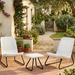 Set salotto esterno 2 poltrone con cuscini e 1 tavolino contenitore antracite - Granby
