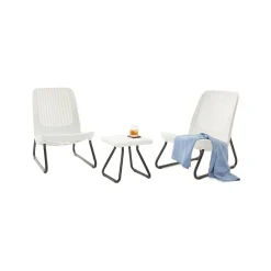 Set salotto esterno 2 poltrone con cuscini e 1 tavolino contenitore antracite - Granby