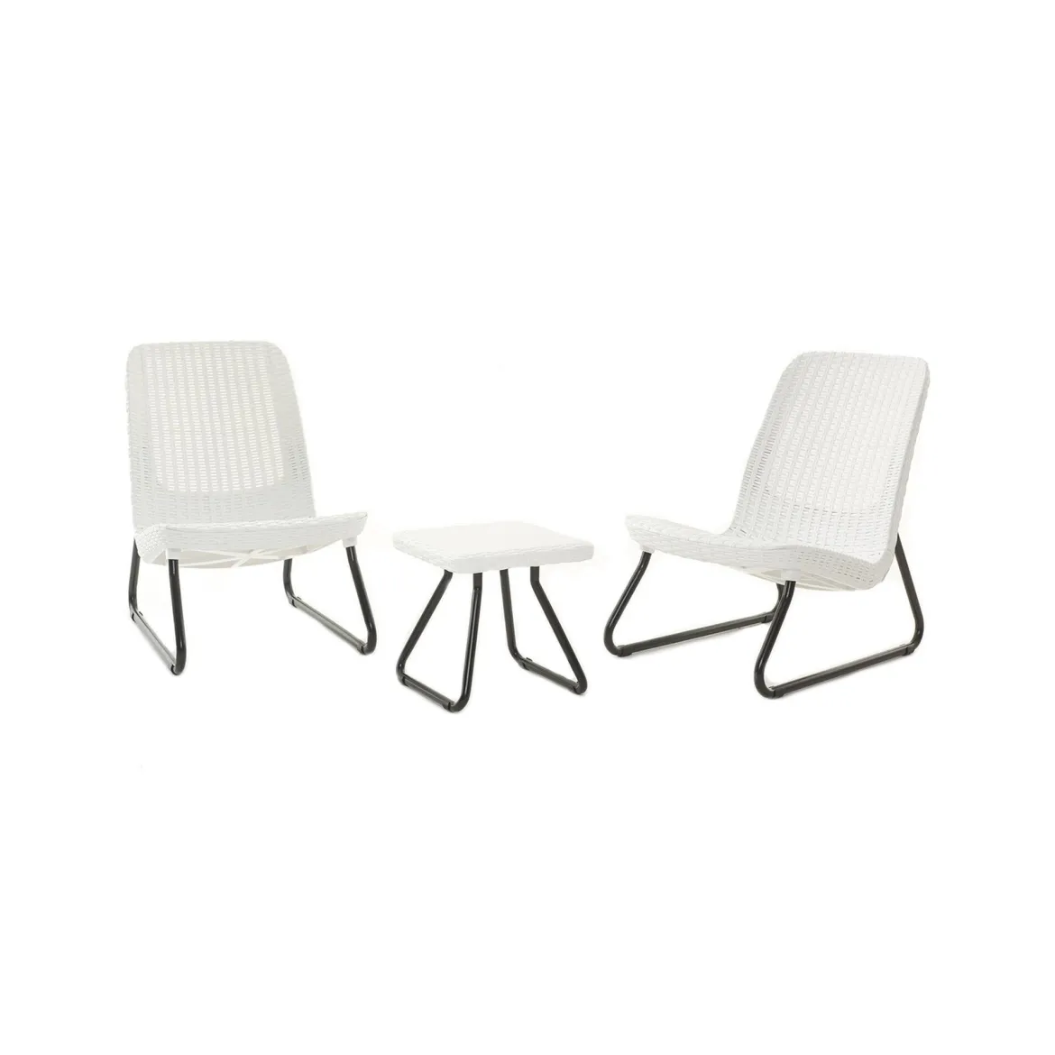 Set salotto esterno 2 poltrone 1 tavolino bianco - Canmore