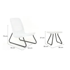 Set salotto esterno 2 poltrone con cuscini e 1 tavolino contenitore antracite - Granby
