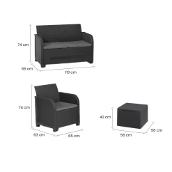 Set salotto esterno 2 poltrone e 1 divano antracite - Barrhead