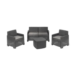 Set salotto esterno 4 poltrone e 1 divano antracite - Amer