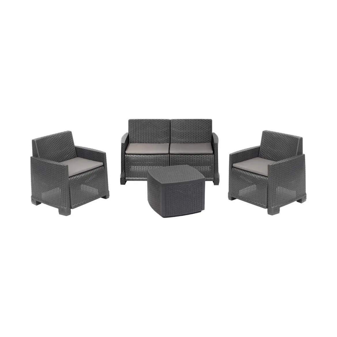 Set salotto esterno 4 poltrone e 1 divano antracite - Amer