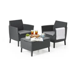 Set salotto esterno 2 posti e 1 tavolino contenitore antracite - Granby
