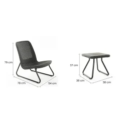 Set salotto esterno 2 posti e 1 tavolo antracite - Canmore
