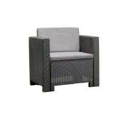 Set salotto esterno 2 posti e 1 tavolo effetto rattan bianco - Anny