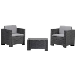 Set salotto esterno 2 posti e 1 tavolo effetto rattan bianco - Anny