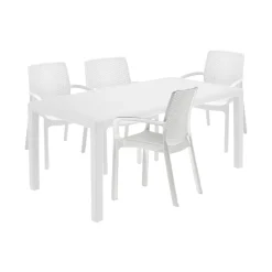 Set salotto esterno 4 posti e 1 tavolo bianco - Sover