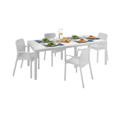 Set salotto esterno 4 sedie e tavolo allungabile bianco - Arret