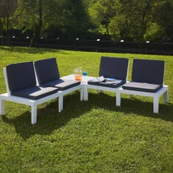 Set salotto giardino angolare bianco - Ermes