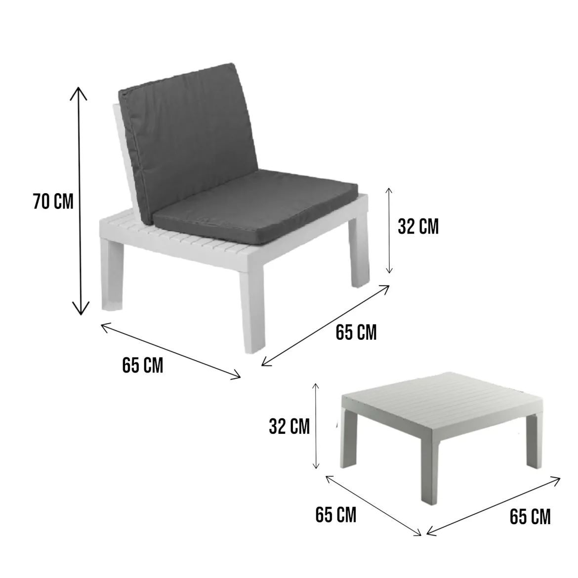 Set salotto giardino angolare bianco - Ermes
