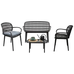 Set salotto giardino minimal 2 poltrone e 1 panchina antracite - Jurij