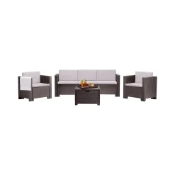 Set salotto giardino 2 poltrone e 1 divano marrone - Cameri