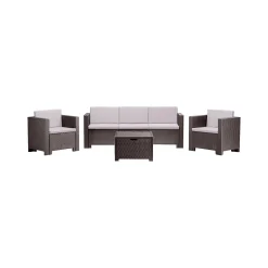 Set salotto giardino 2 poltrone e 1 divano marrone - Cameri