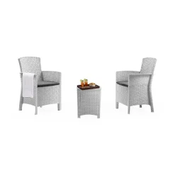 Set salotto giardino poltrone effetto rattan bianco - Armin