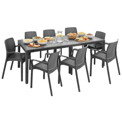 Set salotto giardino 8 posti e 1 tavolo allungabile antracite - Arret