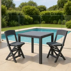 Set salotto giardino 2 sedie 1 tavolo quadrato antracite - Sanzeno