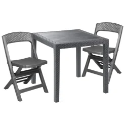 Set salotto giardino 2 sedie 1 tavolo quadrato antracite - Sanzeno
