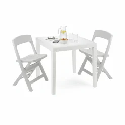 Set salotto giardino 2 sedie 1 tavolo quadrato bianco - Sanzeno