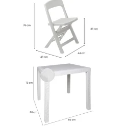 Set salotto giardino 2 sedie 1 tavolo quadrato bianco - Sanzeno
